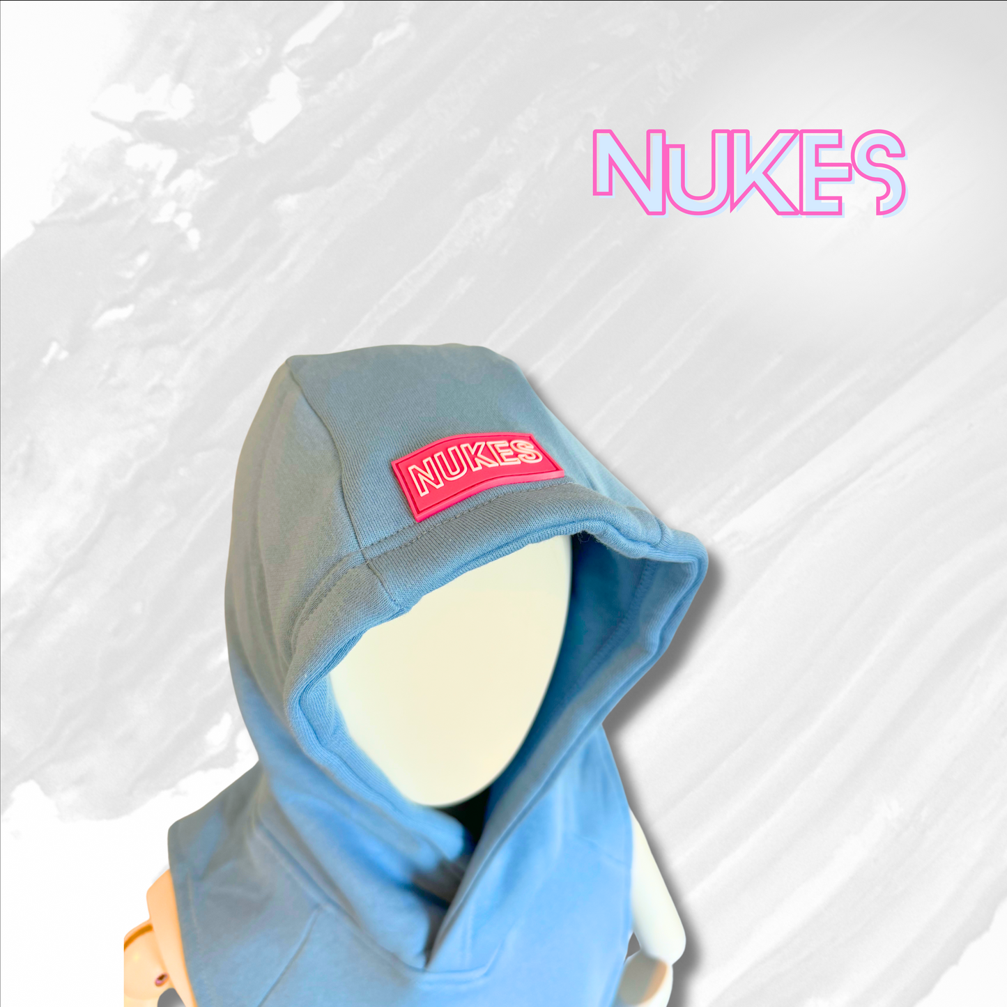 "Nukes" Sleeveless Hoodie SKY BLUE PINK.