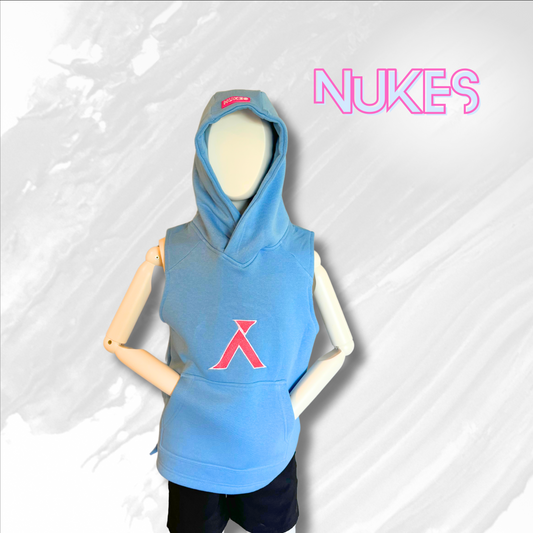 "Nukes" Sleeveless Hoodie SKY BLUE PINK.