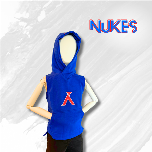 "Nukes" Sleeveless Hoodie SKY ROYAL/RED