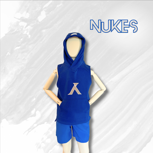 "Nukes" Sleeveless Hoodie ROYAL/GREY
